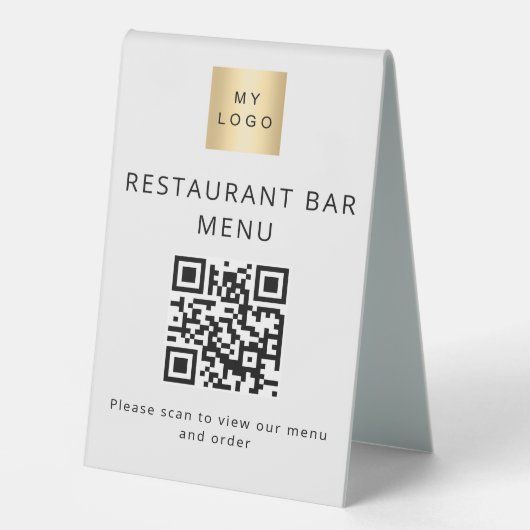Plaque De Table Logo du menu de numérisation de bar du café du res (Recto)
