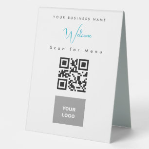 Plaque De Table Logo du menu du code QR numérisable sans contact