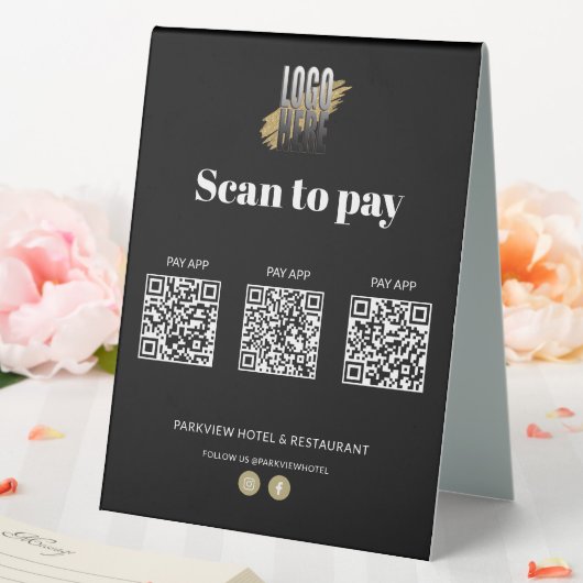 Plaque De Table Logo élégant sans contact Applications de paye 3 c (In SItu (Mariage))