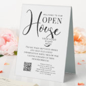 Plaque De Table Logo et code QR personnalisés Open House noir et b (In SItu (Mariage))