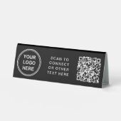 Plaque De Table Logo moderne QR Code noir (Recto)