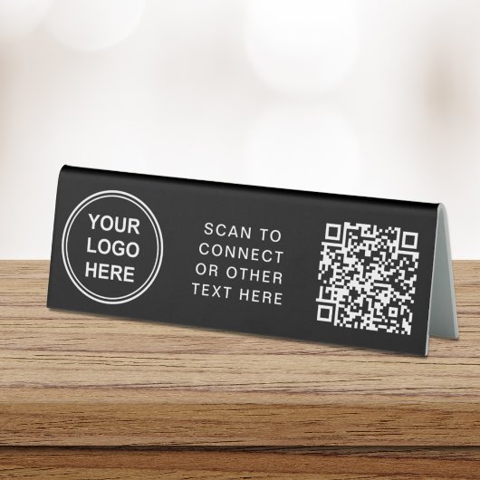 Plaque De Table Logo moderne QR Code noir