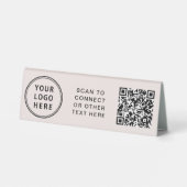 Plaque De Table Logo moderne QR Code rose (Verso)