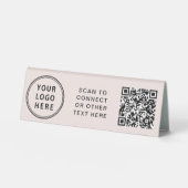 Plaque De Table Logo moderne QR Code rose (Recto)