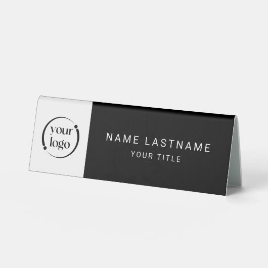 Plaque De Table Logo Moderne Simple avec Nom et Titre (Recto)