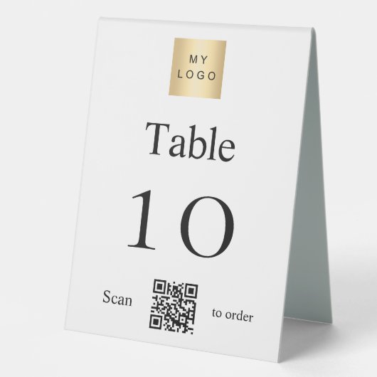Plaque De Table Logo noir blanc de l'entreprise QR code numéro de (Recto)