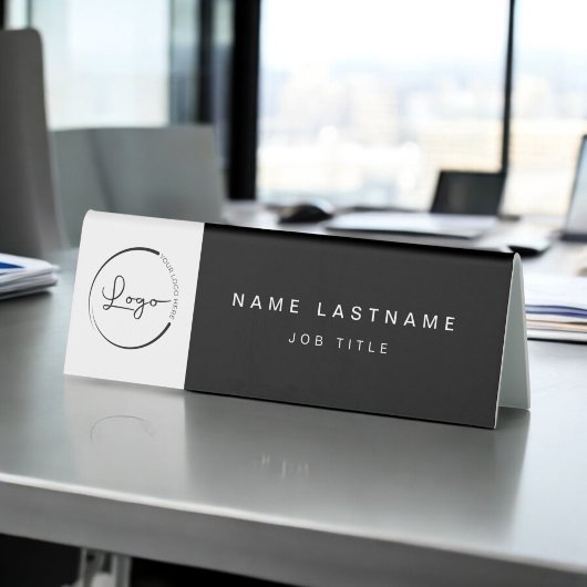 Plaque De Table Logo personnalisé Black Elegant Professionnel