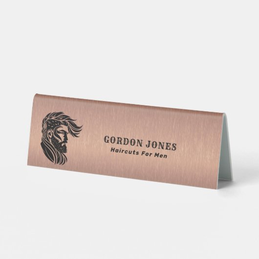 Plaque De Table Logo personnalisé de texture métallique Brown cuiv (Verso)