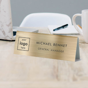 Plaque De Table Logo personnalisé en métal doré faux professionnel