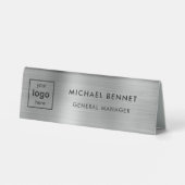 Plaque De Table Logo personnalisé gris argenté professionnel d'ent (Verso)