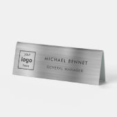 Plaque De Table Logo personnalisé gris argenté professionnel d'ent (Recto)