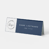 Plaque De Table Logo Personnalisé Marine Blue Elegant Professionne (Recto)