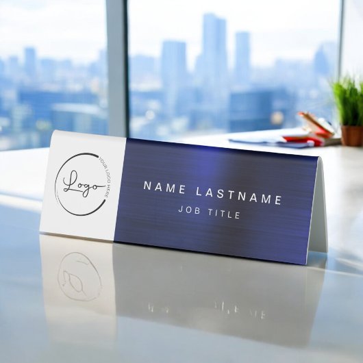 Plaque De Table Logo personnalisé Marine Blue Metallic Professiona