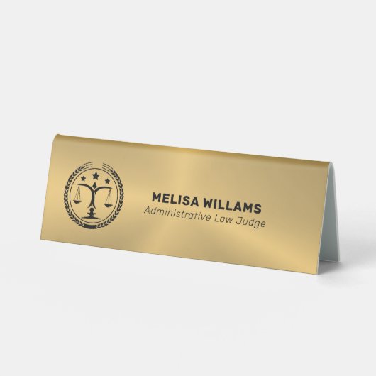 Plaque De Table Logo personnalisé métal or (Recto)