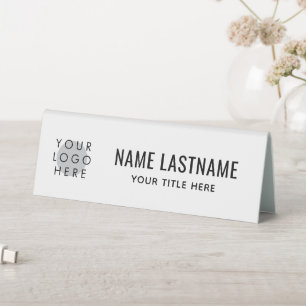 Plaque De Table Logo personnalisé Simple Nettoyer Minimaliste Blan