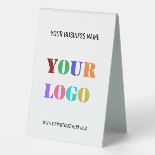Plaque De Table Logo personnalisé Texte de table d'affaires Tente (Verso)