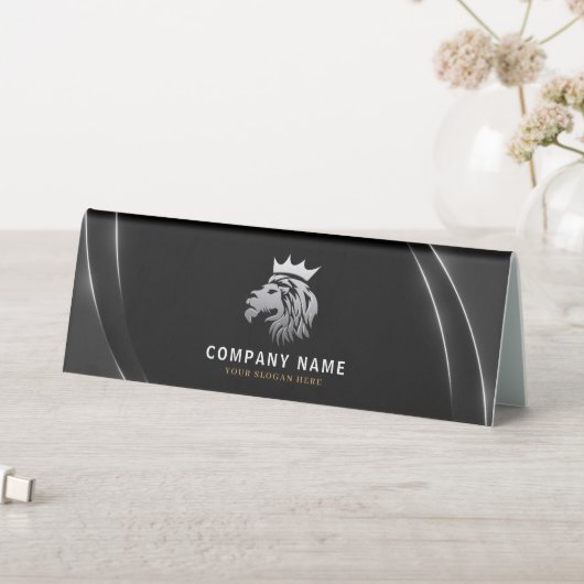 Plaque De Table Logo Professionnel Élégant Lion Argent (En SItu (Tableau))