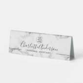 Plaque De Table Logo professionnel en marbre moderne noir simple (Verso)