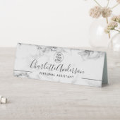 Plaque De Table Logo professionnel en marbre moderne noir simple (En SItu (Tableau))