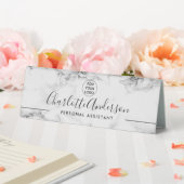 Plaque De Table Logo professionnel en marbre moderne noir simple (In SItu (Mariage))