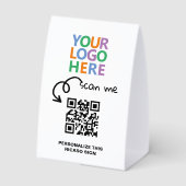 Plaque De Table Logo QR Code and Text Custom Personalized (Verso)