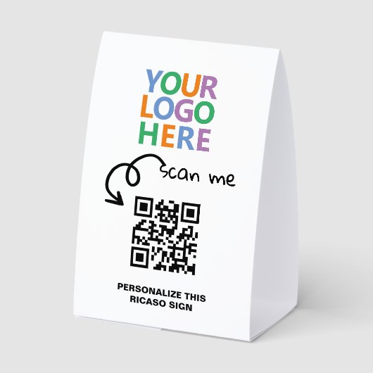 Plaque De Table Logo QR Code and Text Custom Personalized (Verso)