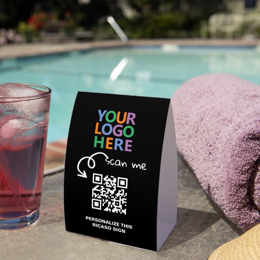 Plaque De Table Logo QR Code and Text Custom Personalized (InVersositu (sur table))