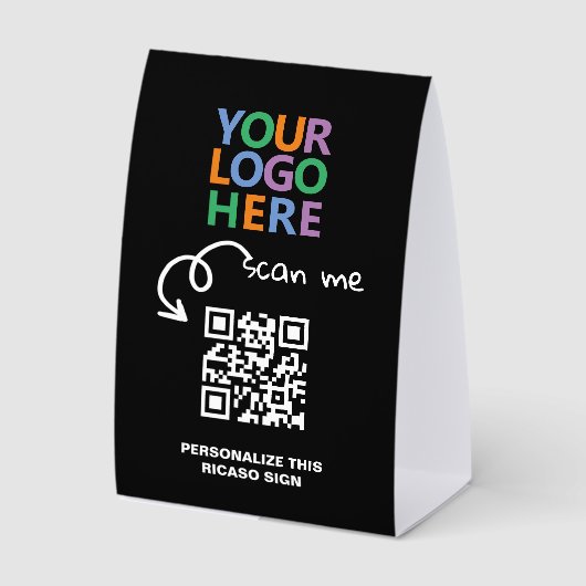 Plaque De Table Logo QR Code and Text Custom Personalized (Recto)