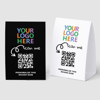 Plaque De Table Logo QR Code and Text Custom Personalized
