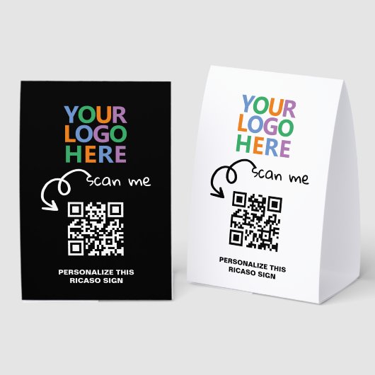 Plaque De Table Logo QR Code and Text Custom Personalized (Recto/verso)