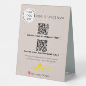 Plaque De Table Logo QR code examen des affaires GOOGLE et YELP (Verso)