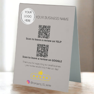Plaque De Table Logo QR code examen des affaires GOOGLE et YELP