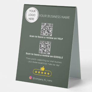 Plaque De Table Logo QR code examen des affaires GOOGLE et YELP
