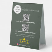 Plaque De Table Logo QR code examen des affaires GOOGLE et YELP (Verso)