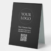 Plaque De Table Logo simple Black Custom Business Code QR (Recto)