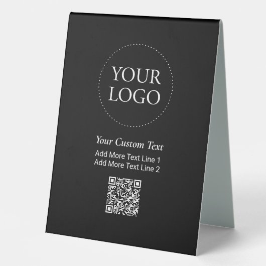 Plaque De Table Logo simple Black Custom Business Code QR (Recto)