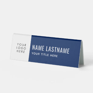 Plaque De Table Logo Simple Navy Bleu Blanc Nom Titre Un côté