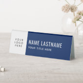 Plaque De Table Logo Simple Navy Bleu Blanc Nom Titre Un côté (En SItu (Tableau))