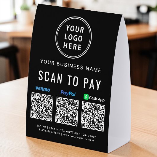Plaque De Table Logo Venmo PayPal CashApp Code QR Scan Pour Payer