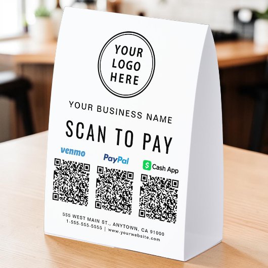 Plaque De Table Logo Venmo PayPal CashApp Code QR Scanner Pour Pay