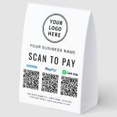 Plaque De Table Logo Venmo PayPal CashApp Code QR Scanner Pour Pay (Recto)
