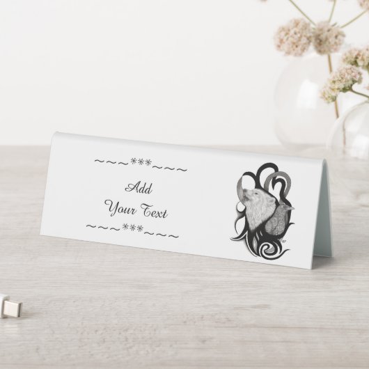 Plaque De Table Loup blanc avec art tribal coréen (En SItu (Tableau))