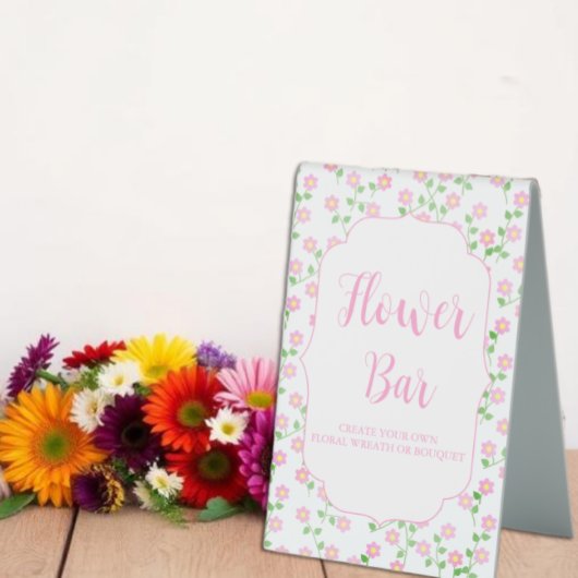 Plaque De Table Love Is In Bloom Pink Flower Bar Bridal Shower