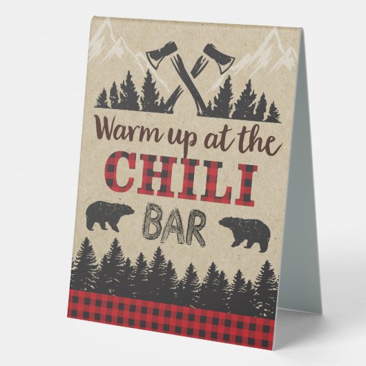 Plaque De Table Lumberjack Chili Bar Table Tente Sign, Chauffage (Verso)