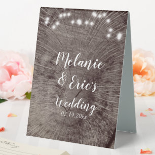 Plaque De Table Lumières de journal de mariage rustique Mariage