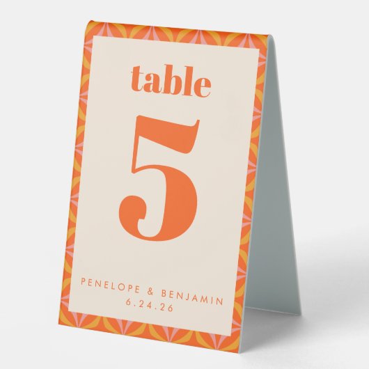 Plaque De Table Lumineux Moderne Orange Retro Personnalisé (Recto)