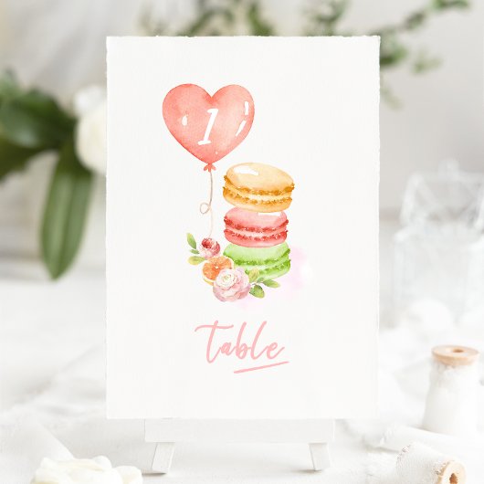 Plaque De Table Macarons aquarelle Fête d'anniversaire