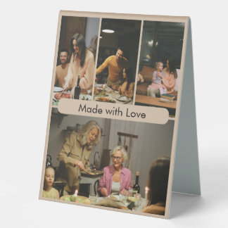 Plaque De Table Made with Love Custom Family Photo