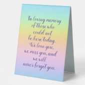 Plaque De Table Magnifique Pastel Rainbow Mariage Memorial (Recto)