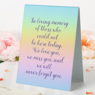 Plaque De Table Magnifique Pastel Rainbow Mariage Memorial